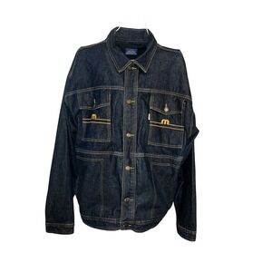 Vintage Meoshe Sport Denim Jacket Indigo Blue 90s Streetwear XXL Made in USA